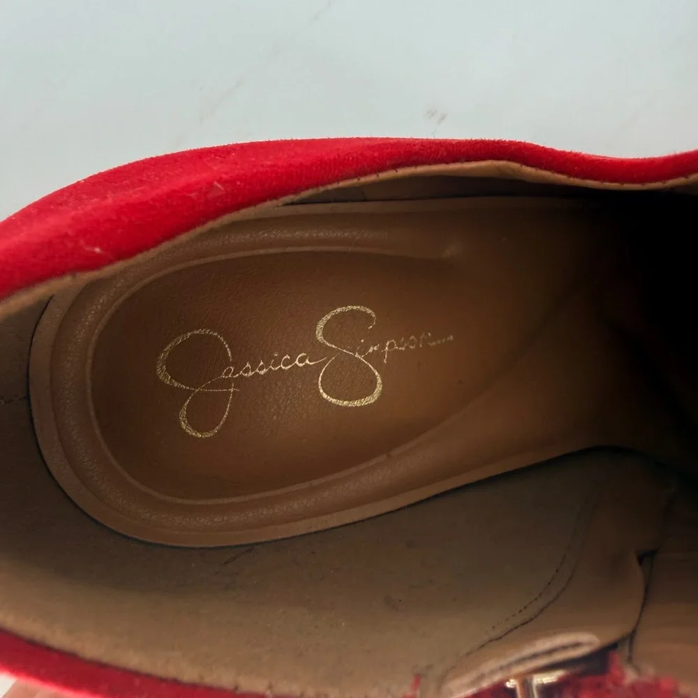 Jessica Simpson‎ Averna3 Red Pointed Toe Stiletto Ankle Booties Womens 9M 4”